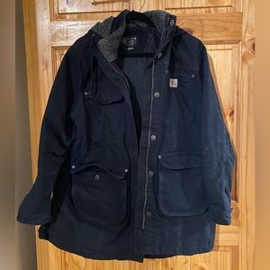 Women’s Carhartt insulated w: Sherpa hood winter jacket coat -black duck fabric
